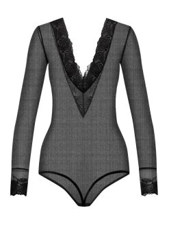 Langarm-Body TULIPE Tüll Schwarz Von Cadolle 11 Langarm-Body TULIPE Tüll Schwarz Von Cadolle -Modische Unterwäsche 4086dk body schwarz v ausschnitt tulipe noir cadolle 3