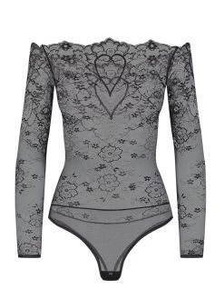 Langarm-Body COEUR Spitze Schwarz Von Cadolle -Modische Unterwäsche 4089dk body coeur schwarz cadolle 2