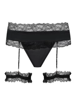 Satin String GEISHA PJ Mit Strumpfbändern Von Cadolle -Modische Unterwäsche 4500fb cage geisha schwarz cadolle 1