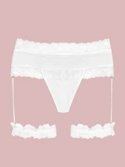 Satin String GEISHA PJ Mit Strumpfbändern Von Cadolle -Modische Unterwäsche 4500ga cage geisha elfenbein cadolle 3