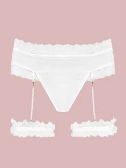 Satin String GEISHA PJ Mit Strumpfbändern Von Cadolle -Modische Unterwäsche 4500ga cage geisha elfenbein cadolle 4