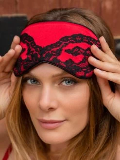 100% Seide Schlafmaske MARJOLIE No. 7 Mit Spitze Marjolaine -Modische Unterwäsche augenmaske seide marjolie rot schwarz 3mar0701 0504 marjolaine 2