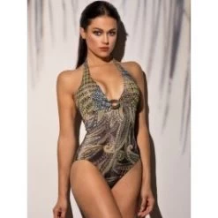 Neckholder Badeanzug METALLIC Grün-bunt Von Cotton Club Mare