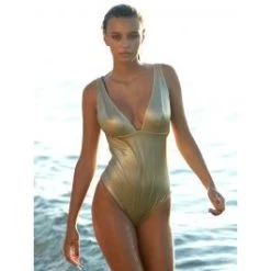 Wende-Badeanzug NIL 32 Gold-taupe Von Pain De Sucre