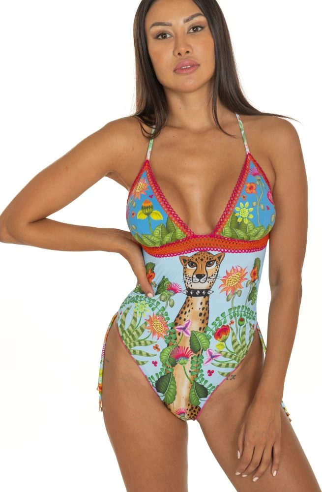 Badeanzug JUNGLE ATTITUDE Blau Von Pin-Up Stars 4 Badeanzug JUNGLE ATTITUDE Blau Von Pin-Up Stars – Bild 2