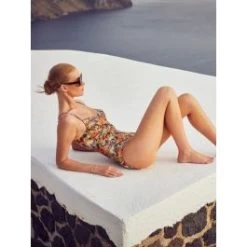 Badeanzug ZEBRA IN PARADISE Apricot Grün Von Fürstenberg