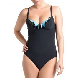 Träger-Badeanzug RHODA Schwarz-türkis Von Je Suis 3 Träger-Badeanzug RHODA Schwarz-türkis Von Je Suis