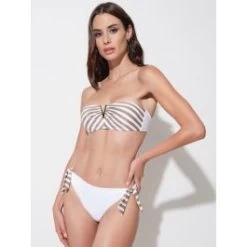 Bandeau-Bikini TAORMINA Weiß-gold Von Ritratti Mare