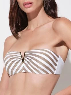Bandeau-Bikini TAORMINA Weiß-gold Von Ritratti Mare -Modische Unterwäsche bandeau bikini taormina weiss gold 71998 ritratti mare 4