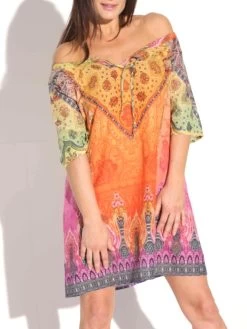 Baumwolle Batist TUNIKA MARAKESCH Orange-lila Von Gattina -Modische Unterwäsche baumwolle batist tunika marakesch 388798 orange gattina 2