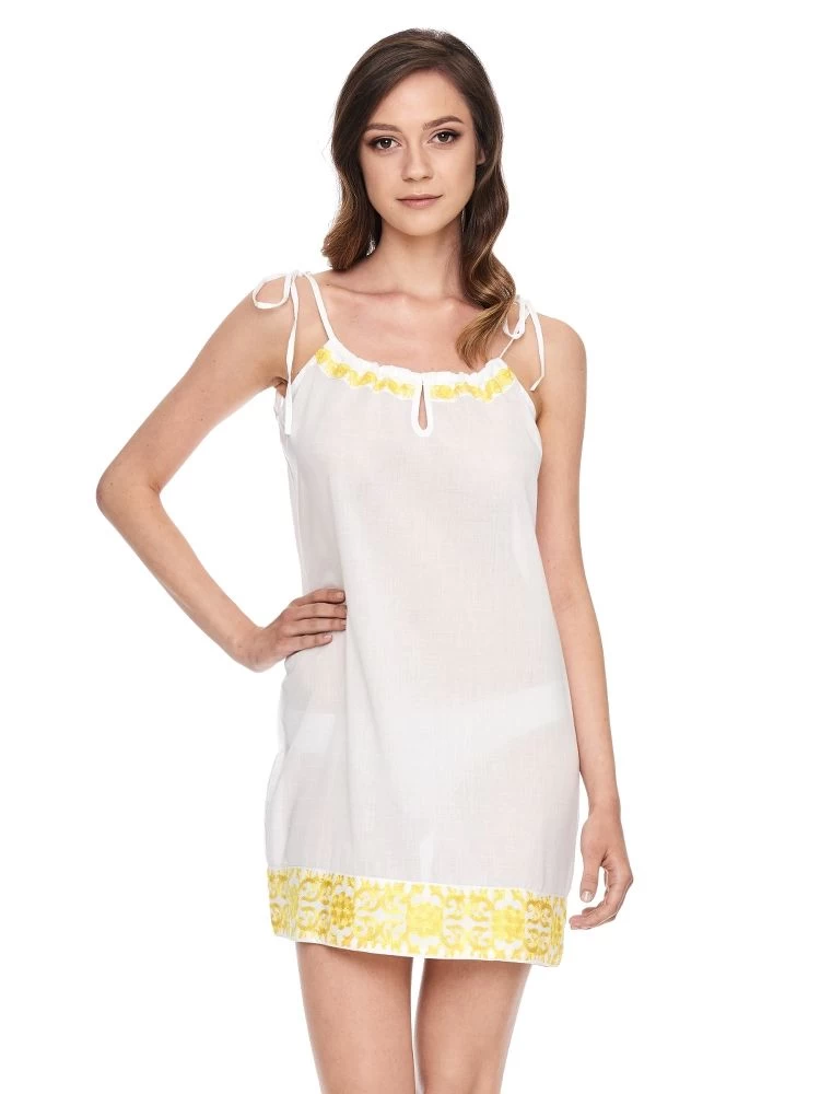 Baumwolle Batist Dress JÖRDIS Weiß-gold Von Gattina 4 Baumwolle Batist Dress JÖRDIS Weiß-gold Von Gattina – Bild 2