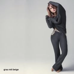 Kuschel-Baumwolle Lounge-Hose CASUAL Wärmend Von Gattina -Modische Unterwäsche baumwolle lounge hose 384879 grau beige gattina 2 1 1