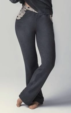 Kuschel-Baumwolle Lounge-Hose CASUAL Wärmend Von Gattina -Modische Unterwäsche baumwolle lounge hose 384879 grau beige gattina 1 1