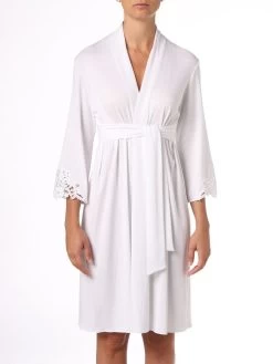 Morgenmantel CAROLA Weiß Aus Modal-Baumwolle Von Imec -Modische Unterwäsche baumwolle modal morgenmantel carola weiss 69948 imec 1