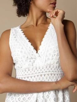 Baumwolle-Spitze Sommerkleid GITANE Naturweiss Von Marjolaine -Modische Unterwäsche baumwolle spitze sommerkleid gitane 8git0201 naturweiss marjolaine