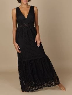 Baumwolle-Spitze Sommerkleid GITANE Schwarz Von Marjolaine -Modische Unterwäsche baumwolle spitze sommerkleid gitane 8git3001 schwarz marjolaine 1