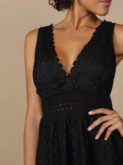 Baumwolle-Spitze Sommerkleid GITANE Schwarz Von Marjolaine -Modische Unterwäsche baumwolle spitze sommerkleid gitane 8git3001 schwarz marjolaine