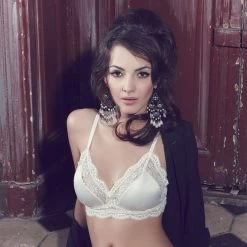 Satin Triangel-BH Mit Spitze WHITE Les Jupons De Tess -Modische Unterwäsche bh weiss les jupons de tess 2 1