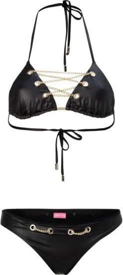 Triangel Bikini LACE UP BOUND BLACK LEATHER Von Eniqua 9 Triangel Bikini LACE UP BOUND BLACK LEATHER Von Eniqua -Modische Unterwäsche bikini lace up bound black leather eniqua 3 1