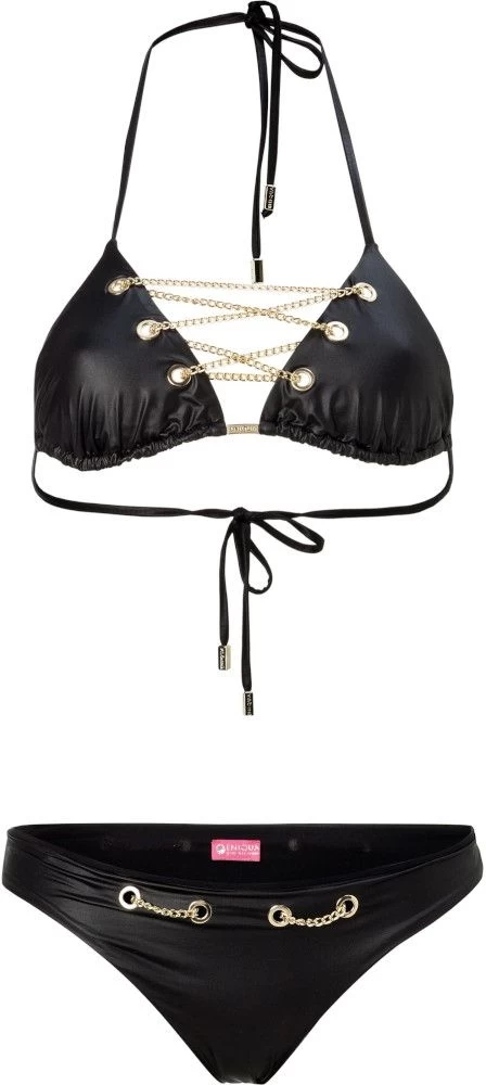 Triangel Bikini LACE UP BOUND BLACK LEATHER Von Eniqua 5 Triangel Bikini LACE UP BOUND BLACK LEATHER Von Eniqua – Bild 3