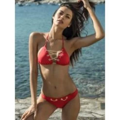 Triangel Bikini LACE UP BOUND RED Von Eniqua