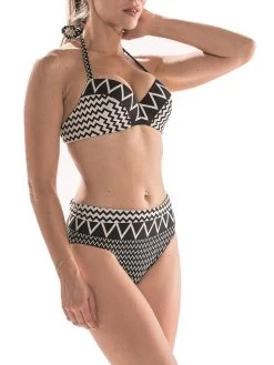 Neckholder Bikini MELBA-MELODIE Schwarz-creme Von Nicole Olivier -Modische Unterwäsche bikini melba melodie schwarz weiss nicole olivier