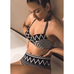 Neckholder Bikini MELBA-MELODIE Schwarz-creme Von Nicole Olivier