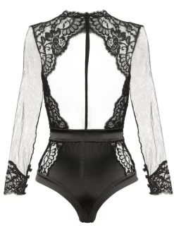 Langarm Body Tüll Mit Strass MARLENE Von Prelude Milano -Modische Unterwäsche body schwarz yh307 prelude 4