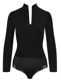 Langarm Twill-Body OFFICIER Schwarz Von Cadolle -Modische Unterwäsche body twill officier noir 4086nf cadolle 1