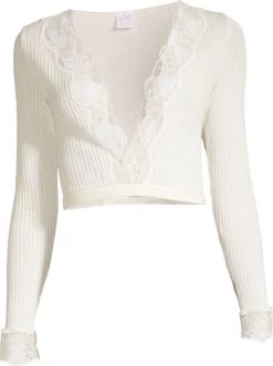 Merino Wolle-Seide Bolero Jäckchen Creme Calais Spitze Von Oscalito -Modische Unterwäsche bolero langarm leavers recycling spitze weiss 6636 oscalito 5