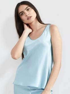 100% Seide Camisole Top KLASSIK SATIN Unifarben Von Eva B. Bitzer -Modische Unterwäsche camisole top seide crystal blue 27318232 klassik satin eva b bitzer 9