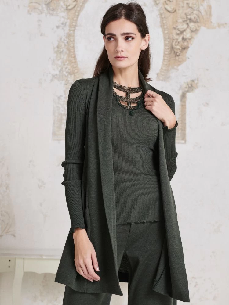 Merino Wolle-Seide CARDIGAN Strickjacke Von Oscalito 4 Merino Wolle-Seide CARDIGAN Strickjacke Von Oscalito – Bild 2