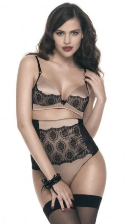 Hoher Slip VENEZIA Schwarz-haut Von Coco Cavalière -Modische Unterwäsche coco cavaliere venezia bh hoher slip 1