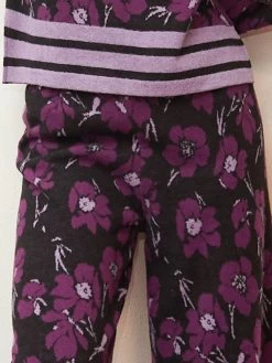 Freizeitanzug Kuschel Cotton LILA BLUMEN Zwei-teilig Von Fiori Di Chiara -Modische Unterwäsche hausanzug blume lila fc9139 chiara fiorini