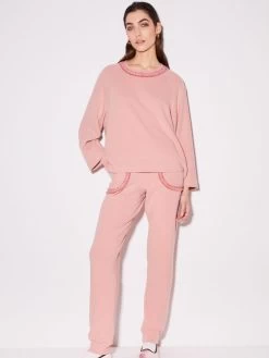 Hausanzug Kuschelbaumwolle Von Chiara Fiorini -Modische Unterwäsche hausanzug kuschel baumwolle mit glitzerborte rosa cf1340 chiara fiorini