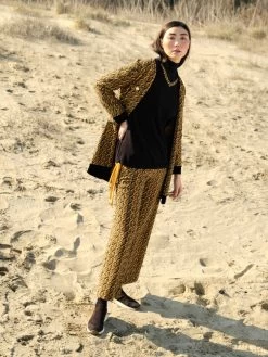 Lounge Set ZAFFERANO Mit Velourhose Schwarz-gelb Von Chiara Fiorini -Modische Unterwäsche hausanzug kuschel baumwolle velour saffron nero cf1317 chiara fiorini 2