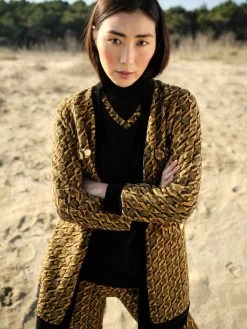 Lounge Set ZAFFERANO Mit Velourhose Schwarz-gelb Von Chiara Fiorini -Modische Unterwäsche hausanzug kuschel baumwolle velour saffron nero cf1317 chiara fiorini 3