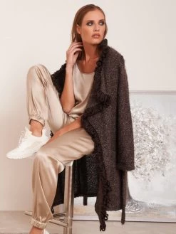 Morgenmantel KUSCHEL MOHAIR Braun Von Chiara Fiorini -Modische Unterwäsche jacke kuschel mohair braun chiara fiorini