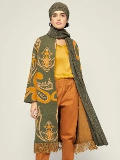 Jacke ETHNO PRINT Lang Mit Fransen Von Fiori Di Chiara -Modische Unterwäsche jacke lang cashemir kaki 303 04 fiori ethno fiori di chiara