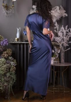 Stretchseide Nachtkleid Lang NINA Mit Spitze Marjolaine -Modische Unterwäsche ka nachtkleid jeans nude 4nin3002 marjolaine 5 2