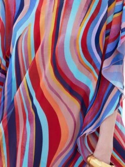 Chiffon Kaftan MULTICOLOR WAVES Bunt Von Luna Di Seta -Modische Unterwäsche kaftan multicolor vlst60913 luna di seta 11