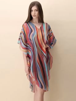 Chiffon Kaftan MULTICOLOR WAVES Bunt Von Luna Di Seta -Modische Unterwäsche kaftan multicolor vlst60913 luna di seta 5