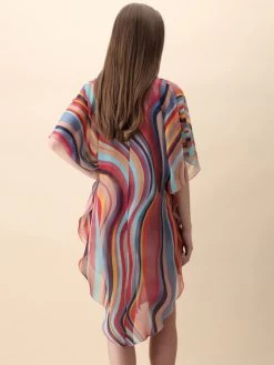 Chiffon Kaftan MULTICOLOR WAVES Bunt Von Luna Di Seta -Modische Unterwäsche kaftan multicolor vlst60913 luna di seta 6