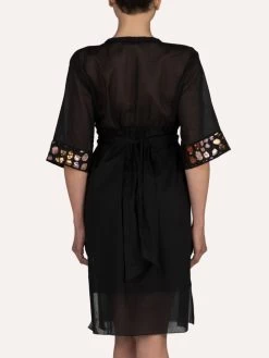 Strandkaftan FRESIA Mit Pailletten Von Cotton Club Mare -Modische Unterwäsche kaftan schwarz fresia cotton club 10