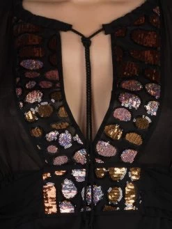 Strandkaftan FRESIA Mit Pailletten Von Cotton Club Mare -Modische Unterwäsche kaftan schwarz fresia cotton club 6