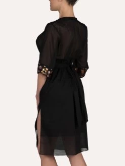 Strandkaftan FRESIA Mit Pailletten Von Cotton Club Mare -Modische Unterwäsche kaftan schwarz fresia cotton club 9