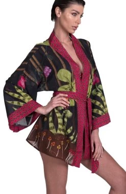 Kimono JUNGLE ATTITUDE Von Pin-Up Stars -Modische Unterwäsche kimono baumwolle jungle attitude schwarz pa110a pin up stars 2