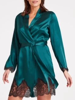 100% Seide Kimono TOI MON AMOUR Uni Farben Von Aubade -Modische Unterwäsche kimono gr n spitze seide toi mon amour qs65 emeraude aubade 2 1 2 1