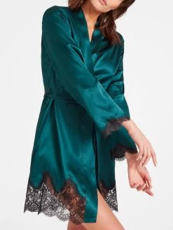 100% Seide Kimono TOI MON AMOUR Uni Farben Von Aubade -Modische Unterwäsche kimono gr n spitze seide toi mon amour qs65 emeraude aubade 4 1 2 1