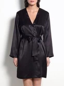 100% Seide Morgenmantel CLASSICO Von Luna Di Seta -Modische Unterwäsche kimono kurz seide vlst08009 schwarz luna di seta 2 1 1 1